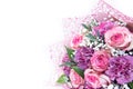 Bouquet with pink roses isolated on white. Beautiful fresh flowers Royalty Free Stock Photo