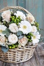 Bouquet of pink roses and white gerbera flowers Royalty Free Stock Photo