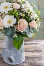 Bouquet of pink roses and white gerbera flowers Royalty Free Stock Photo