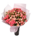 Bouquet of pink spray roses on white background. Royalty Free Stock Photo