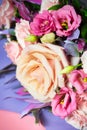 Bouquet of Pink and White Flowers on Purple and Pink Background Royalty Free Stock Photo