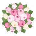 Bouquet of pink and white rose buds.