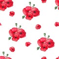 Bouquet of poppies seamless pattern