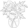 Bouquet of poppies in a vase.Coloring book antistress for children and adults