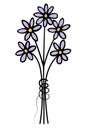 Bouquet of purple flowers. The flowers are tied with thread. Cartoon style. Flowering plants Royalty Free Stock Photo