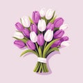Bouquet of Purple and White Tulips on Pink Background Royalty Free Stock Photo