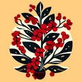 Bouquet of red berries in a vase. Vector illustration. AI Generated Royalty Free Stock Photo