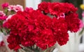 Bouquet of red carnation flowers on the market Royalty Free Stock Photo