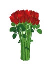 Bouquet of red flowers. Roses. Greeting card for Valentine`s Day