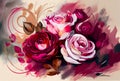 Dreamy Vintage Roses Background â Painted Brushwork Texture â Generative AI