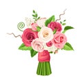 Bouquet of red, pink and white flowers. Vector illustration. Royalty Free Stock Photo