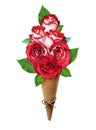 Bouquet of red rose flowers in a craft paper cornet Royalty Free Stock Photo