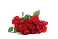Bouquet of red rose with green leaves isolated on background Royalty Free Stock Photo