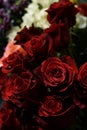 Bouquet of red roses arranged in vase in flower shop Royalty Free Stock Photo