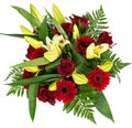 Bouquet of red roses and gerberas Royalty Free Stock Photo