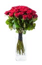 Bouquet of red roses in glass vase Royalty Free Stock Photo