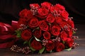 Bouquet of Red Roses on Table Royalty Free Stock Photo