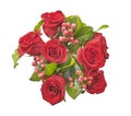 Bouquet of red roses on Valentine`s day holiday. Top view Royalty Free Stock Photo