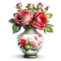 Bouquet of red roses in vase isolated Royalty Free Stock Photo