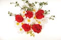 Bouquet of red roses and white daisies on a white background Royalty Free Stock Photo