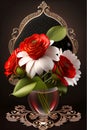 bouquet of red roses and white daisies on a dark background Royalty Free Stock Photo