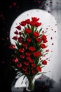 bouquet of red tulips on an abstract black and white background. Royalty Free Stock Photo