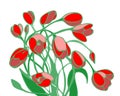 ÃÂ bouquet of red tulips. vector, stained glass
