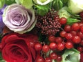 Bouquet with red Viburnum berries close up mage