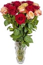 Roses bouquet crystal vase Royalty Free Stock Photo
