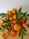 Bouquet with ripe oranges and mandarins