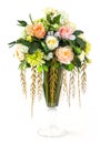 Bouquet of rose and chrysanthemum in glass vase Royalty Free Stock Photo