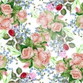 Bouquet roses, background, watercolor,pattern seamless Royalty Free Stock Photo