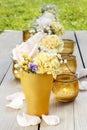 Bouquet of roses, carnations and pansy flowers