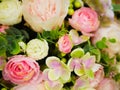 Bouquet of roses close-up. A bouquet of beautiful wedding flowers, pink roses Royalty Free Stock Photo