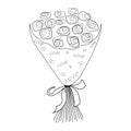 Bouquet of roses doodle in minimalism style. Design for decor, congratulations, gift, album, postcard, book, print on clothes