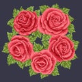 Bouquet of the roses, embroider