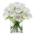 Bouquet of roses in glass vase on white Royalty Free Stock Photo