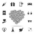 bouquet of roses heart icon. Love or couple element icon. Detailed set of signs and elements of love icons. Premium quality graphi Royalty Free Stock Photo