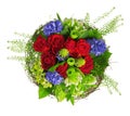Bouquet of roses, hyacinthus and greens Royalty Free Stock Photo