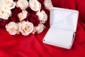 Bouquet of Roses with Open Empty Jewelry Box Royalty Free Stock Photo