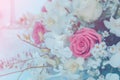 Bouquet roses soft blur background
