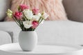 bouquet roses vase with copy space. High quality beautiful photo concept Royalty Free Stock Photo