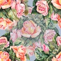 Bouquet of roses, watercolor, pattern seamless Royalty Free Stock Photo