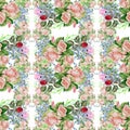 Bouquet roses, watercolor , pattern seamless Royalty Free Stock Photo