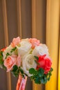 Bouquet of roses in wedding ceramony. Royalty Free Stock Photo