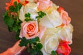 Bouquet of roses in wedding ceramony. Royalty Free Stock Photo
