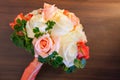 Bouquet of roses in wedding ceramony. Royalty Free Stock Photo
