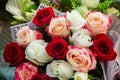 Bouquet of small multi-colored roses Royalty Free Stock Photo