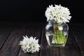 Bouquet snowdrop on wood desk