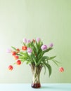 Bouquet of spring beautiful tulip flowers on soft pastel background Royalty Free Stock Photo